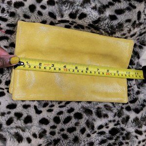 Ann Taylor Mustard Embossed Leather Fold Over Clutch Excellent Condition New